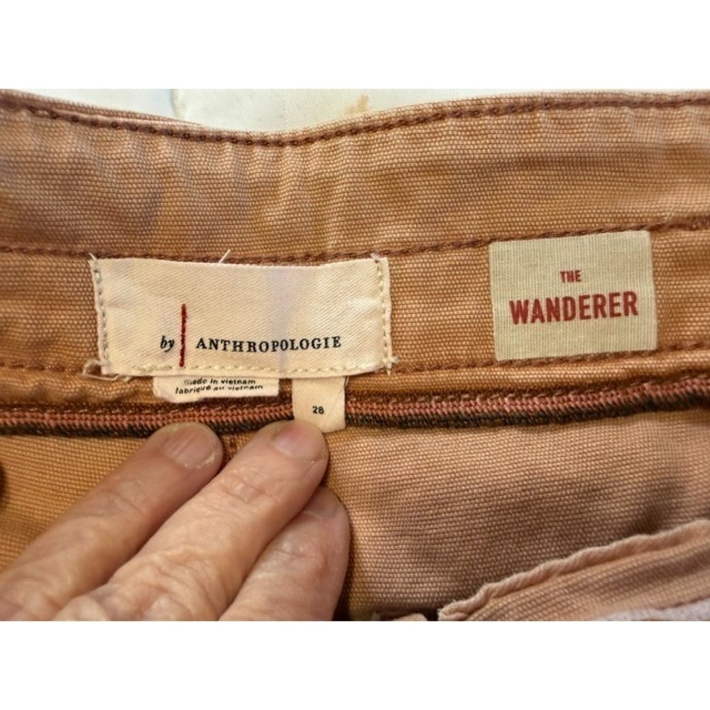 Anthropologie The Wanderer Mid-Rise Pants Utility Cargo Straight PINK TAN 28 - Picture 2 of 5